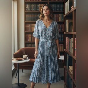 BloomChic Blue Floral Midi Dress